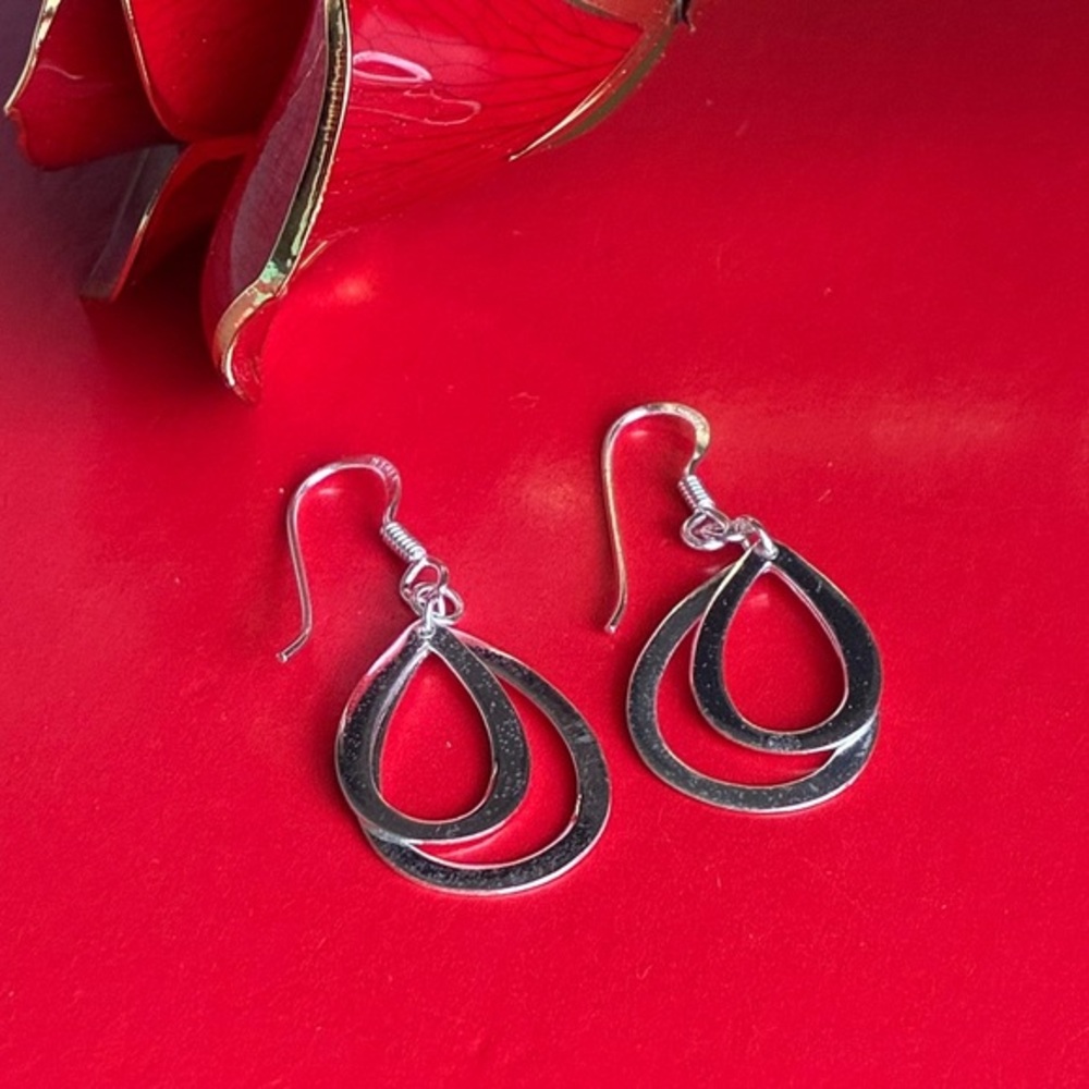 925 Silver Earrings,Elegant Silver Teardrop Earrings